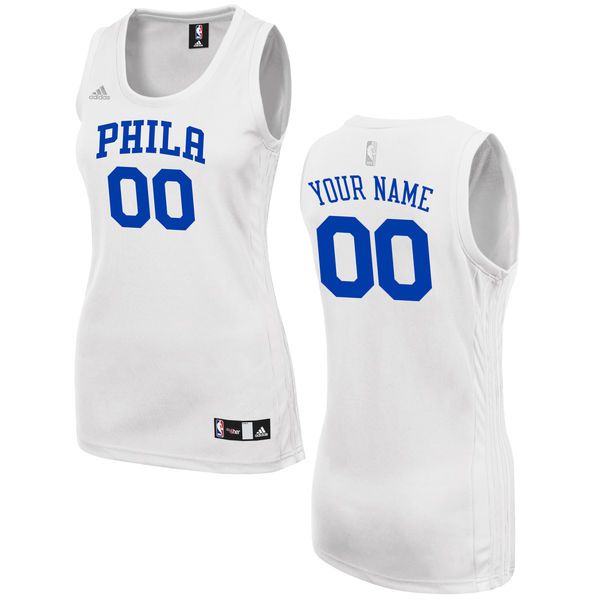 Women Philadelphia 76ers Adidas White Custom Fashion NBA Jersey->customized nba jersey->Custom Jersey